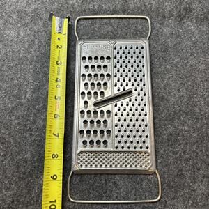 Vintage All In One Pat Pend Metal Grater Shredder Rustic Kitchen Tool 10" USA